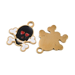 ハロウィーン 304 ステンレス ペンダント  エナメル  イオンプレーティング（ip）  18KGP本金メッキ  スカル  16.5x15x0.8mm  穴：2mm&nbsp;STAS-A120-27A-G