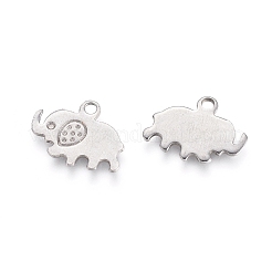 変色しにくい304ステンレススチールチャーム  象  ステンレス鋼色  9x12x0.7mm  穴：1.2mm&nbsp;STAS-I123-07P