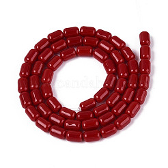 オペークガラスビーズ連売り  バレル  暗赤色  6~6.5x4~5mm  穴：0.7~0.8mm  約64~65個/連  15.75~15.94''（40~40.5センチメートル）&nbsp;GLAA-T028-14P-03