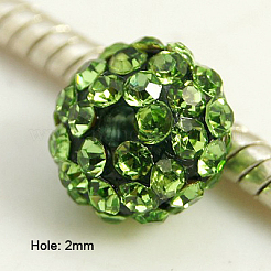 樹脂製ラインストーンビーズ  グレードA  ロンデル  ペリドット  15x9mm  穴：2mm&nbsp;RB-G051-15x9mm-A07