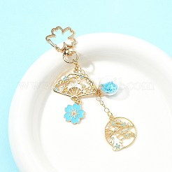 合金エナメルペンダントキーホルダー  ガラスと回転留め金付き  ゴールドカラー  兎  11.8cm&nbsp;HJEW-FS00049-01