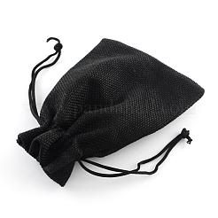 黄麻布ラッピングポーチ巾着袋  ブラック  9x7cm&nbsp;ABAG-Q050-7x9-09