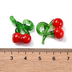 フルーツフードガラスペンダント  チェリー  19x16x8mm  穴：3.5mm&nbsp;RESI-U001-03C