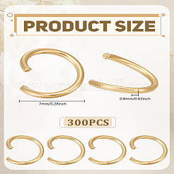 304ステンレススチールオープン丸カン300個  18KGP本金メッキ  7x0.8mm  300個/セット&nbsp;STAS-LP0004-94