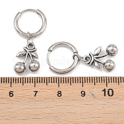 316サージカルステンレス製チェリーフープピアス  アンティークシルバー＆ステンレス鋼の色  31x12mm&nbsp;EJEW-C160-11A
