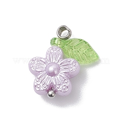 パール調アクリルパーツ  真鍮ボールヘッドピン付き  花  プラチナ  15.5x13.5x5.5mm  穴：1.8mm&nbsp;PALLOY-JF04335-02