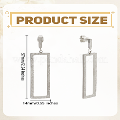 1piar 304ステンレススチールダングルスタッドピアス（女性用）  中空の矩形  ステンレス鋼色  58x14mm&nbsp;EJEW-LP0001-21P