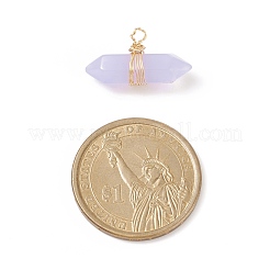 蓄光ガラスチャーム  金色の銅線を巻いた  弾丸  ゴールドカラー  11x23x7mm  穴：1.6mm&nbsp;PALLOY-JF01801-02