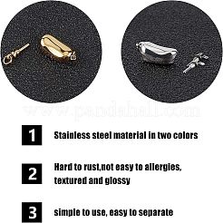 304ステンレススチールボックス留め具  イオンプレーティング（ip）  ゴールデン·ステンレス鋼色  20x8x7mm  穴：2.5mm  ピン：1.2mm  2色  2セット / カラー  4セット /箱&nbsp;STAS-UN0004-34