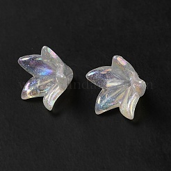 透明なアクリルビーズキャップ  グリッターフラワー  クリアAB  16x12.5mm  穴：1.2mm&nbsp;LS-X-OACR-H016-03