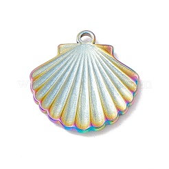 イオンプレーティング（IP）304ステンレスペンダント  シェル  虹色  20.5x20x2mm  穴：2mm&nbsp;STAS-C049-05M