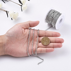 フラットブラステクスチャアズキチェーン  スプールで  ハンダ付け  長持ちメッキ  プラチナ  3.5x3x0.6mm  約32.8フィート（10m）/ロール&nbsp;CHC-I030-01P