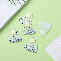 アクリルパーツ  3dプリント  太陽と海の模様の三角形  透明  35.5x30.5x2mm  穴：1.6mm&nbsp;KY-I007-38