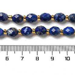 天然石ラピスラズリビーズ連売り  シードビーズで  多面カット  オーバル  7.5~8x6~6.5mm  穴：1.2mm  約40~42個/連  15.35~15.55''（39~39.5センチメートル）&nbsp;G-H297-C02-01