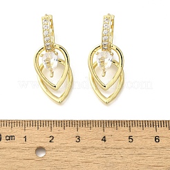 真鍮製キュービックジルコニアフープピアス  ティアドロップ  18KGP本金メッキ  36.5x14mm&nbsp;EJEW-M047-11G