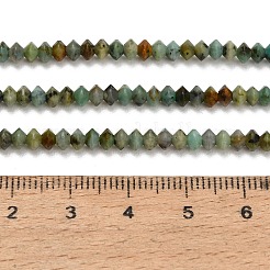 天然アフリカンターコイズ（ジャスパー）ビーズ連売り  双円錐形  多面カット  4x2.5mm  穴：0.6mm  約154~156個/連  15.24~15.39インチ（38.7~39.1cm）&nbsp;GG-CBAA9B4-A10-03