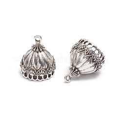 チベット風合金ペンダントベイル  タッセルキャップベール  アンティークシルバー  26x22mm  穴：2mm  内径：17mm&nbsp;TIBE-L011-006AS