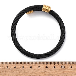 304ステンレススチールトルクバングル女性用男性用  ブラック  5/8インチ（1.65cm）  内径：2-1/4x2-1/4インチ（5.8x5.55cm）  ワイヤー：6mm&nbsp;BJEW-G584-18G-01