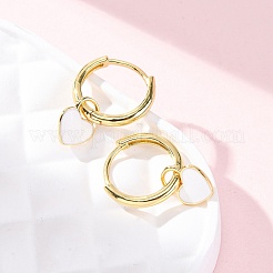 ハート真鍮エナメルフープピアス  ラックめっき  長持ちメッキ  鉛フリー＆カドミウムフリー  18KGP本金メッキ  20x7mm&nbsp;EJEW-Q048-02G