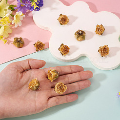プリザーブドローズペンダント10個  バラの花のチャーム  ゴールド  25~28x22~25x20~23mm  穴：1.5mm&nbsp;KY-TA0001-59D
