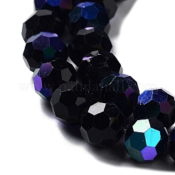 オペークガラスビーズ連売り  ファセット（32ファセット）  ラウンド  ブラック  8x7~7.5mm  穴：1.2mm  約65~67個/連  19.49~19.69''（49.5~50センチメートル）&nbsp;EGLA-A035-P8mm-L18