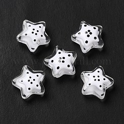 透明ガラスビーズ  水玉模様で  スター  ホワイト  13x13x6.5mm  穴：1mm&nbsp;LAMP-M011-05C