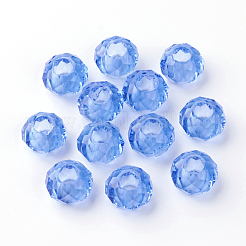 ガラスヨーロピアンビーズ  大穴ビーズ  芯金がない  ロンデル  藤紫色  14x8mm  穴：5mm&nbsp;GDA007-22