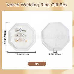 ベルベット カバー プラスチック カップル リング ボックス  結婚指輪のギフトケース  八角形  ホワイト  5.1x5.1x5cm&nbsp;VBOX-WH20001-02A