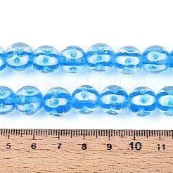 手作りランプワークビーズ連売り  二層ビーズ  ラウンド  ディープスカイブルー  12~12.5mm  穴：1.4~1.6mm  約45個/連  19.29インチ（49cm）&nbsp;LAMP-N028-20B