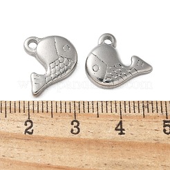 304ステンレスペンダント  鯉のチャーム  ステンレス鋼色  14x11.5x4mm  穴：1.8mm&nbsp;STAS-I330-041P