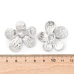 女性用304ステンレススチールスタッドピアス  花  ステンレス鋼色  31x34mm&nbsp;EJEW-K306-13P
