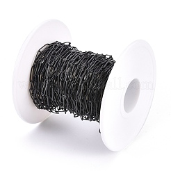 304ステンレススチールペーパークリップチェーン  ハンダ付け  スプールで  電気泳動黒  10x2.5x0.5mm  約32.8フィート（10m）/ロール&nbsp;CHS-F010-01C-B-01