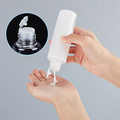 ペット用詰め替えローションボトル  プラスチックプラグ付き  銀  3.75x12.5cm  容量：100ml（3.38fl.oz）&nbsp;MRMJ-WH0070-83B