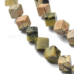 ナチュラルイエローターコイズ（ジャスパー）ビーズ連売り  菱形  8x8x6mm  穴：0.8mm  約47個/連  15.55インチ（39.5cm）&nbsp;G-C135-D05-02