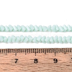 オペークガラスビーズ連売り  三角形  多面カット  ライトシアン  2~2.5x3.5~4x3.5~4mm  穴：0.8~0.9mm  約126~132個/連  13.78~14.96''（35~38センチメートル）&nbsp;GLAA-N019-3mm-14