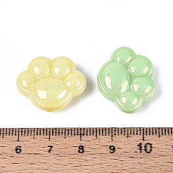 UVメッキ不透明アクリルビーズ  虹色の  猫の足跡  ミックスカラー  18.5x22.5x8.5mm  穴：2.5mm&nbsp;OACR-T028-81