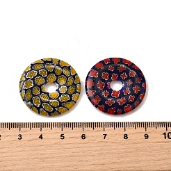 手作りミッレフィオーリガラスビーズ  ドーナツ/円盤  ミックスカラー  30x4~5mm  穴：6mm&nbsp;LAMP-A155-01C