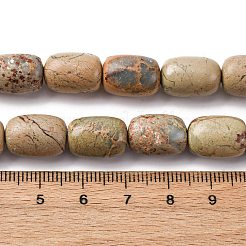 天然アクアテラジャスパービーズ連売り  印象ジャスパー  コラム  14~14.5x10mm  穴：0.8mm  約27個/連  15.16インチ（38.5cm）&nbsp;G-L624-C03-14x10mm