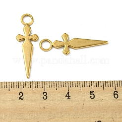 イオンプレーティング（IP）304ステンレスペンダント  クロスチャーム  18KGP本金メッキ  30x10x2mm  穴：4mm&nbsp;STAS-P341-35G