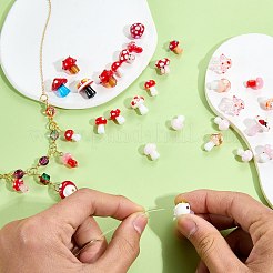 32個の手作りランプワークビーズ  キノコ  混合スタイル  ミックスカラー  11.5~17.5x10~16.5mm  穴：1~3mm&nbsp;LAMP-SZ0001-62