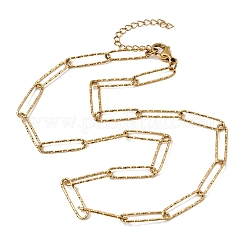 5mm 304ステンレススチール製テクスチャード加工ペーパークリップチェーンネックレス（女性用・男性用）  イオンプレーティング（ip）  ゴールドカラー  17.44インチ（44.3cm）&nbsp;SA-CBA37BC-20G
