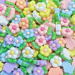 漫画の不透明樹脂カボション  ジュエリー作りのための  ミックスカラー  花  15.5x12x6mm&nbsp;X-RESI-C039-03E