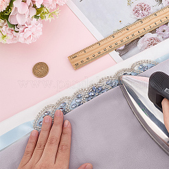 ドレス用ラインストーンアイポリエステルベルト1本  ライトスカイブルー  ライトサファイア  2700mm&nbsp;AJEW-FG0005-74