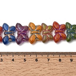 塗装ガラスビーズ連売り  ゴールドライン入り  蝶  カラフル  10x18x5~5.5mm  穴：1.2mm  約25個/連  8.27''（21センチメートル）&nbsp;GLAA-Z021-09A