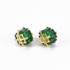 K9クリスタルガラスチャーム  真鍮パーツ  ニッケルフリー  贈り物  18KGP本金メッキ  7x7.5x7.5mm  穴：1.2mm&nbsp;ZIRC-S068-019-NF