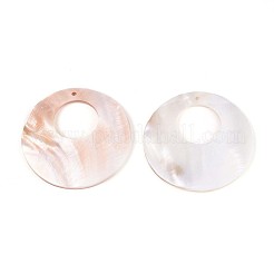 天然淡水シェルのペンダント  リングチャーム  貝殻色  50x2.5~4.5mm  穴：1.8~2mm&nbsp;SHEL-T020-46