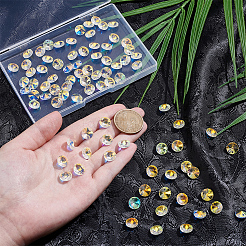 100個のガラスチャーム  フラットラウンド  ABカラー  多面カット  透明  10x5.5mm  穴：1.5mm&nbsp;GLAA-SP0001-70