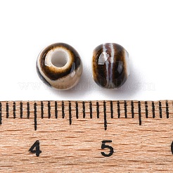 手作りの陶器ビーズ  ラウンド  ココナッツブラウン  6~7x5~6mm  穴：2mm&nbsp;PORC-D300-A02
