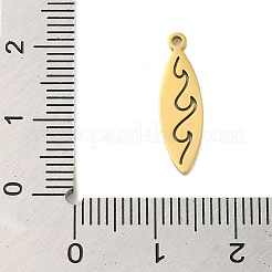 304ステンレスペンダント  レーザー切断  18KGP本金メッキ  馬の目  19x5.5x1mm  穴：1mm&nbsp;LS-STAS-S123-03G-06