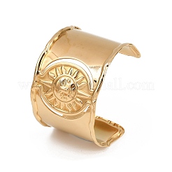女性用304ステンレススチールカフバングル  太陽  ゴールドカラー  1-3/4インチ（4.5cm）  内径：2-1/2インチ（6.3cm）&nbsp;BJEW-D363-02A-G